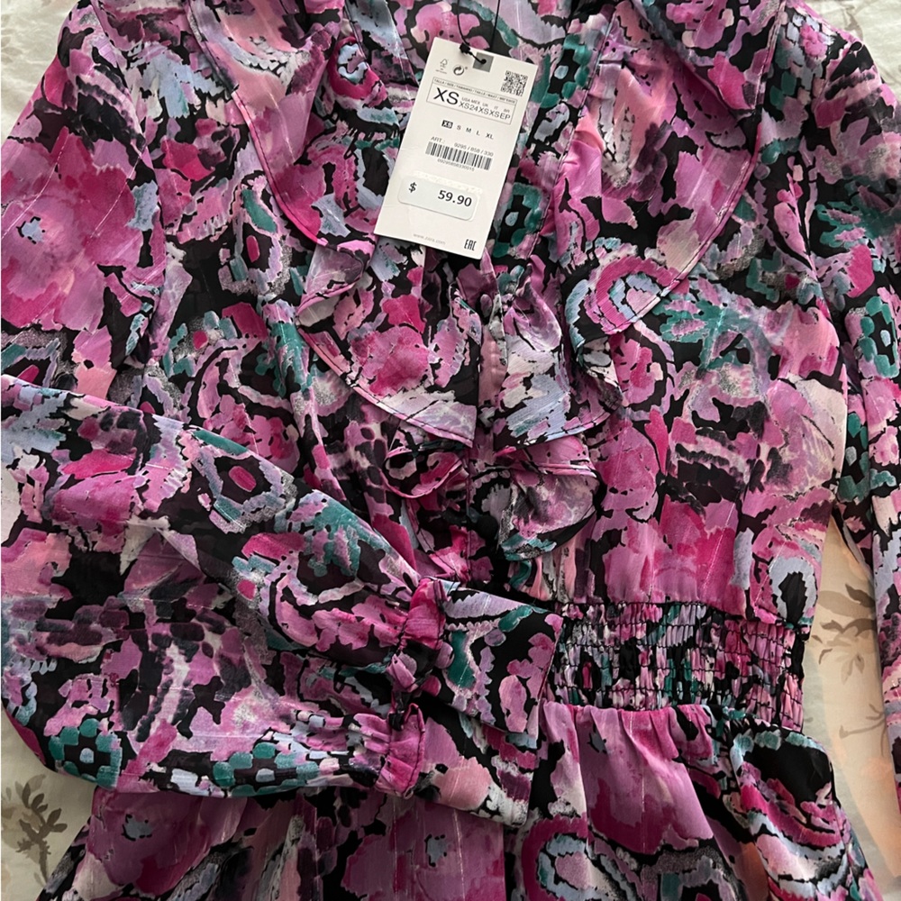 Zara Ruffled Print Dress - Picture 2 of 4